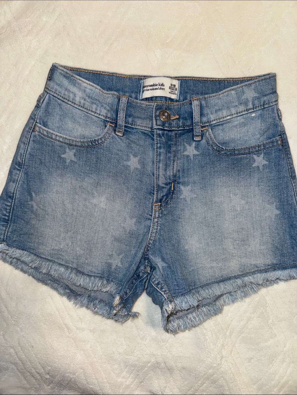 abercrombie kids faded blue denim star shorts